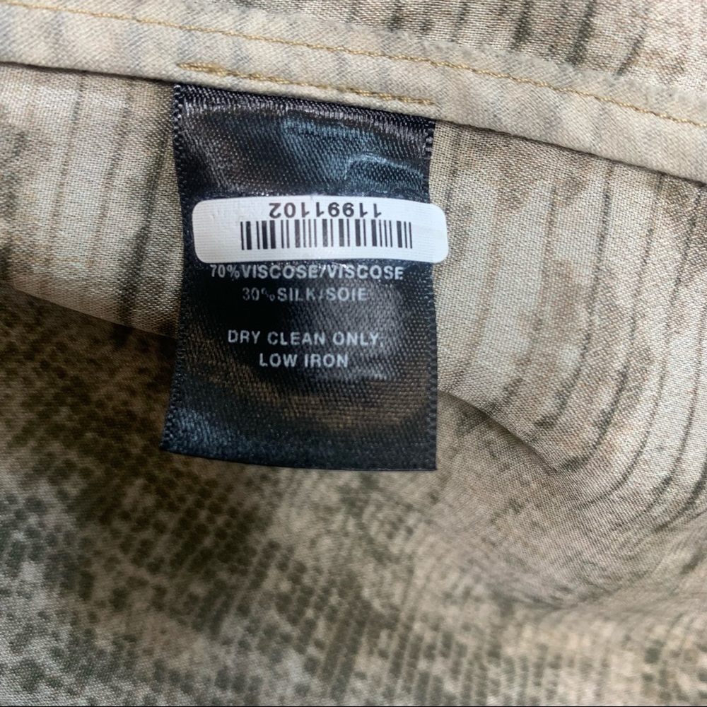 Lafayette 148 Brown Silk Blend Julianne Python Print Shirt Button-down Top - Picture 8 of 8